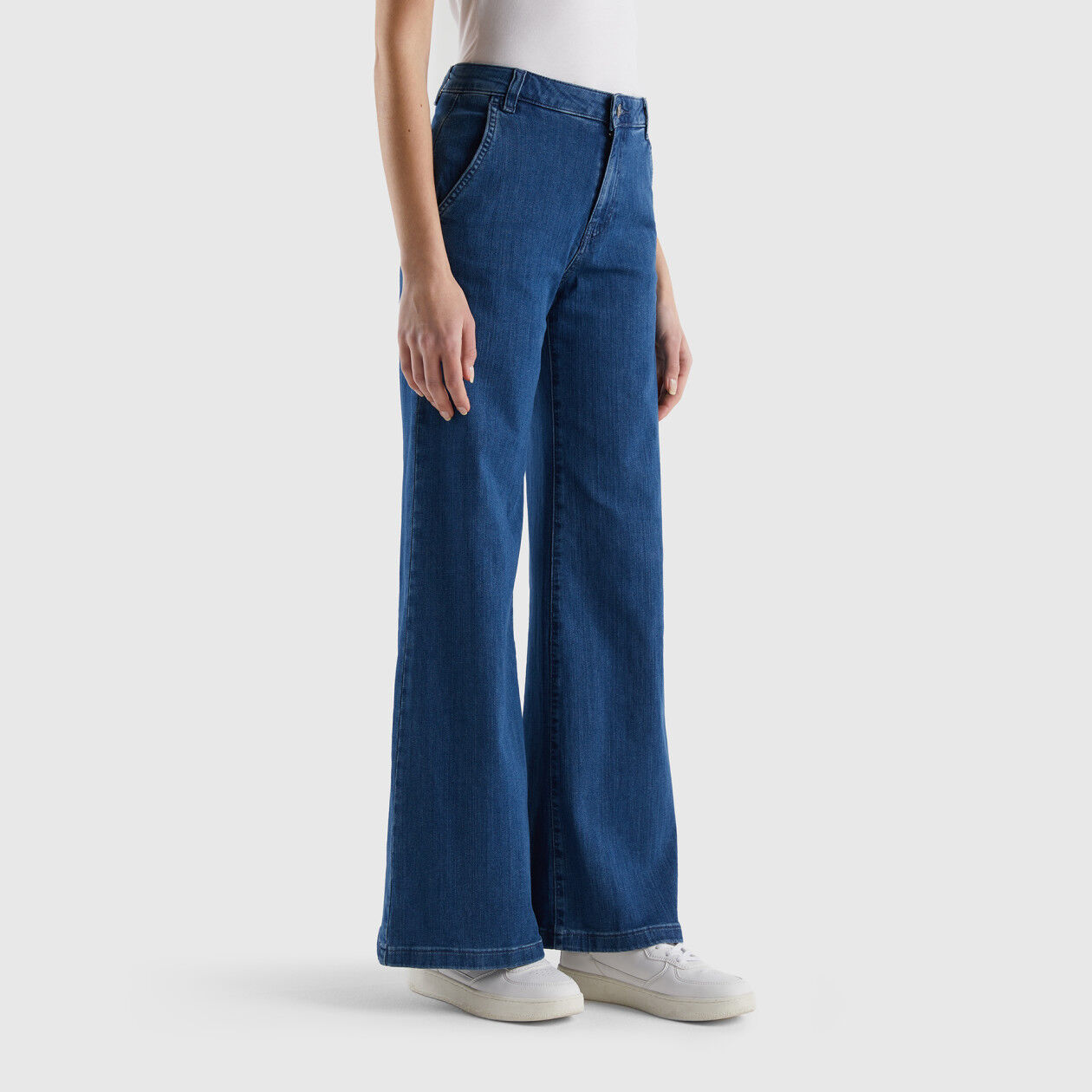 Flared jeans in stretch cotton Blue Benetton