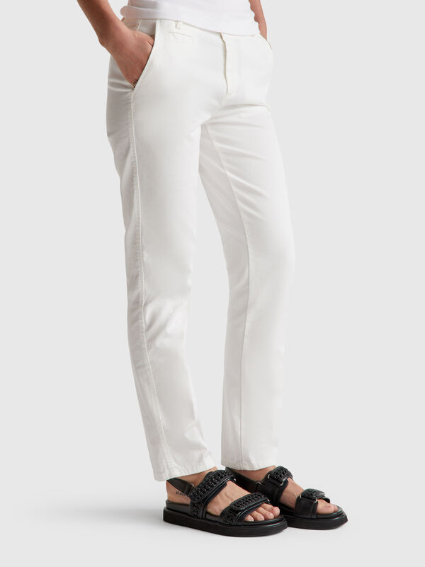 Beige slim fit cotton chinos Women