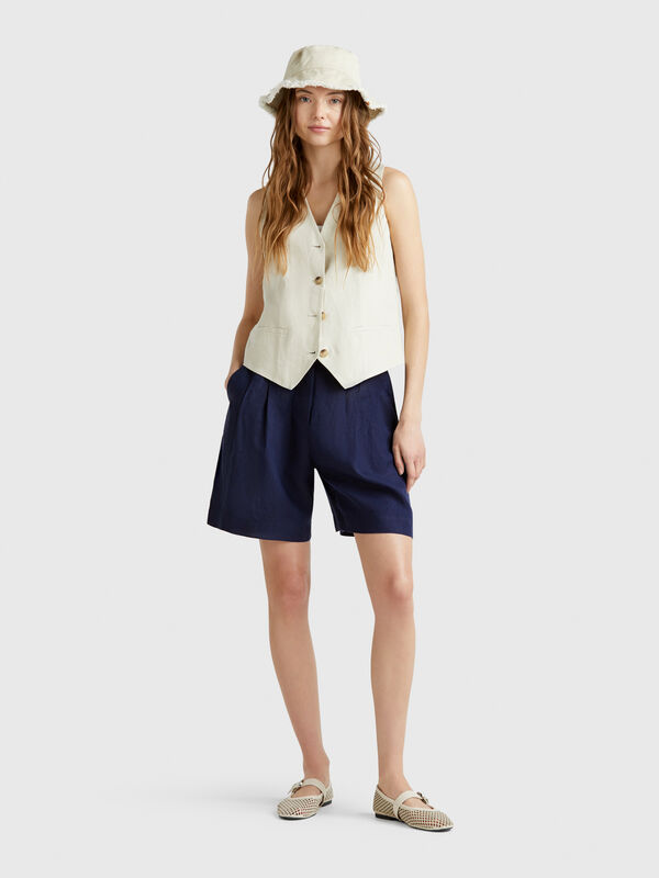 100% linen bermudas Women
