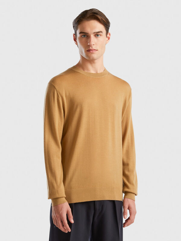 Camel sweater in pure Merino wool Men