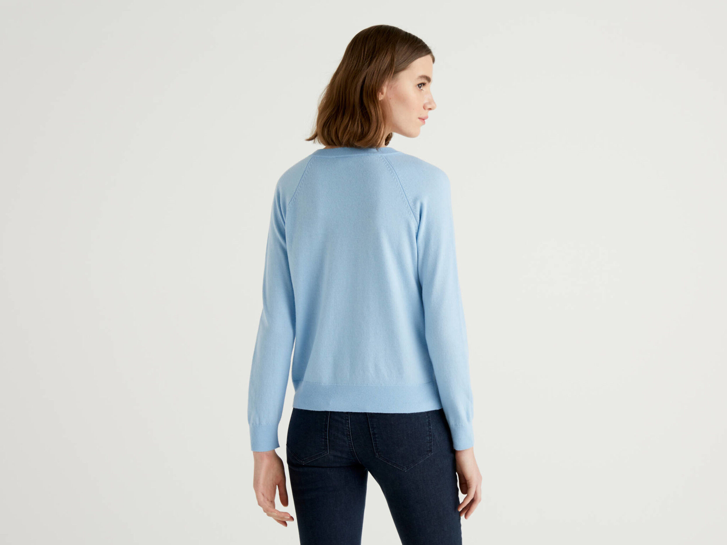 light blue crew neck sweater women's