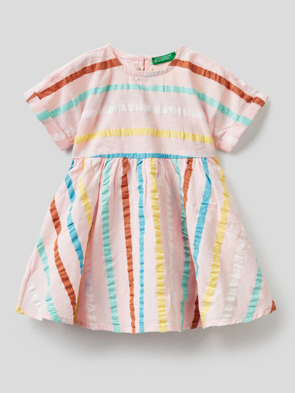 100% cotton dress with striped print image number 1