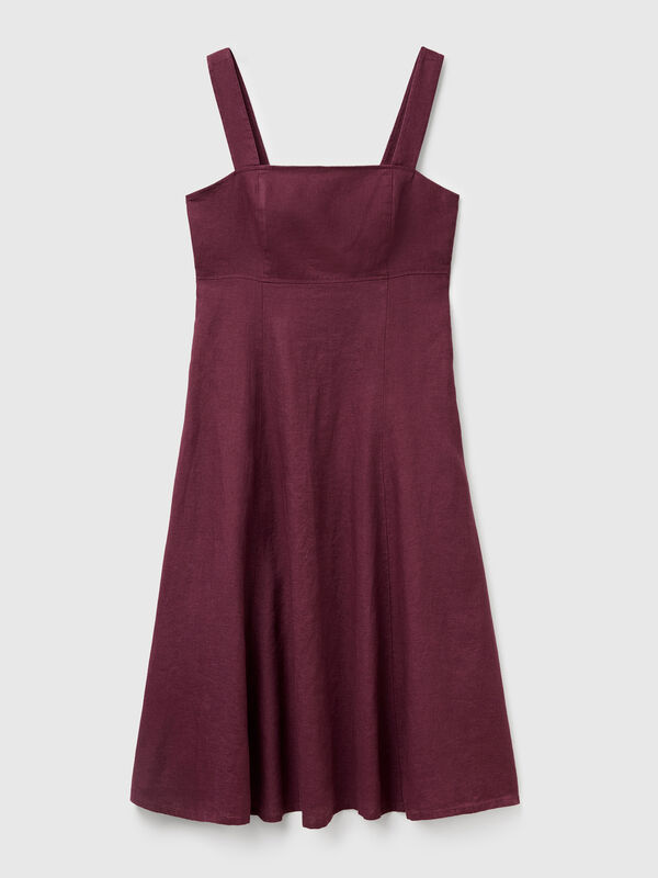 Square neck dress in pure linen Women