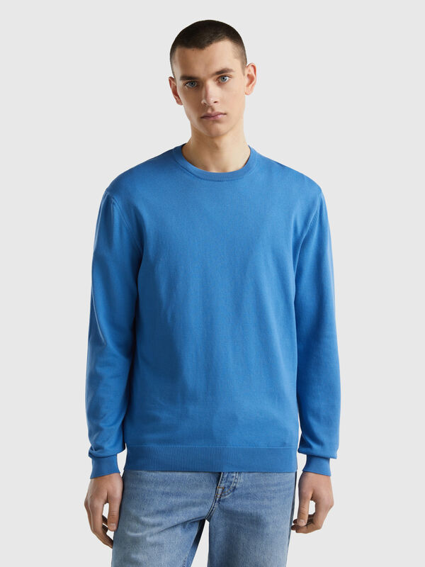 Crew neck sweater in 100% cotton Men