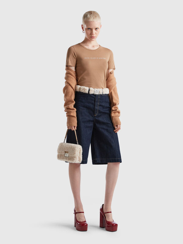 High-waisted jean shorts