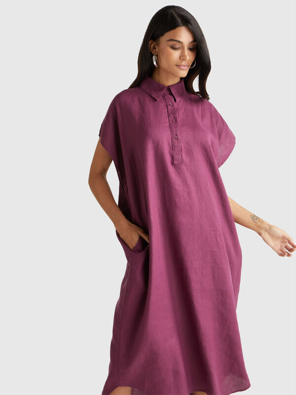 Midi dress in pure linen Women