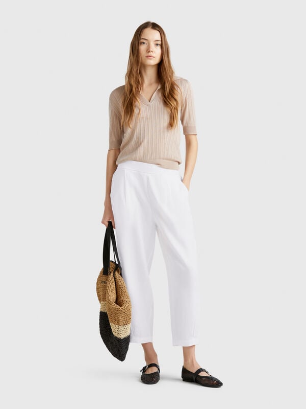 Soft trousers in pure linen Women