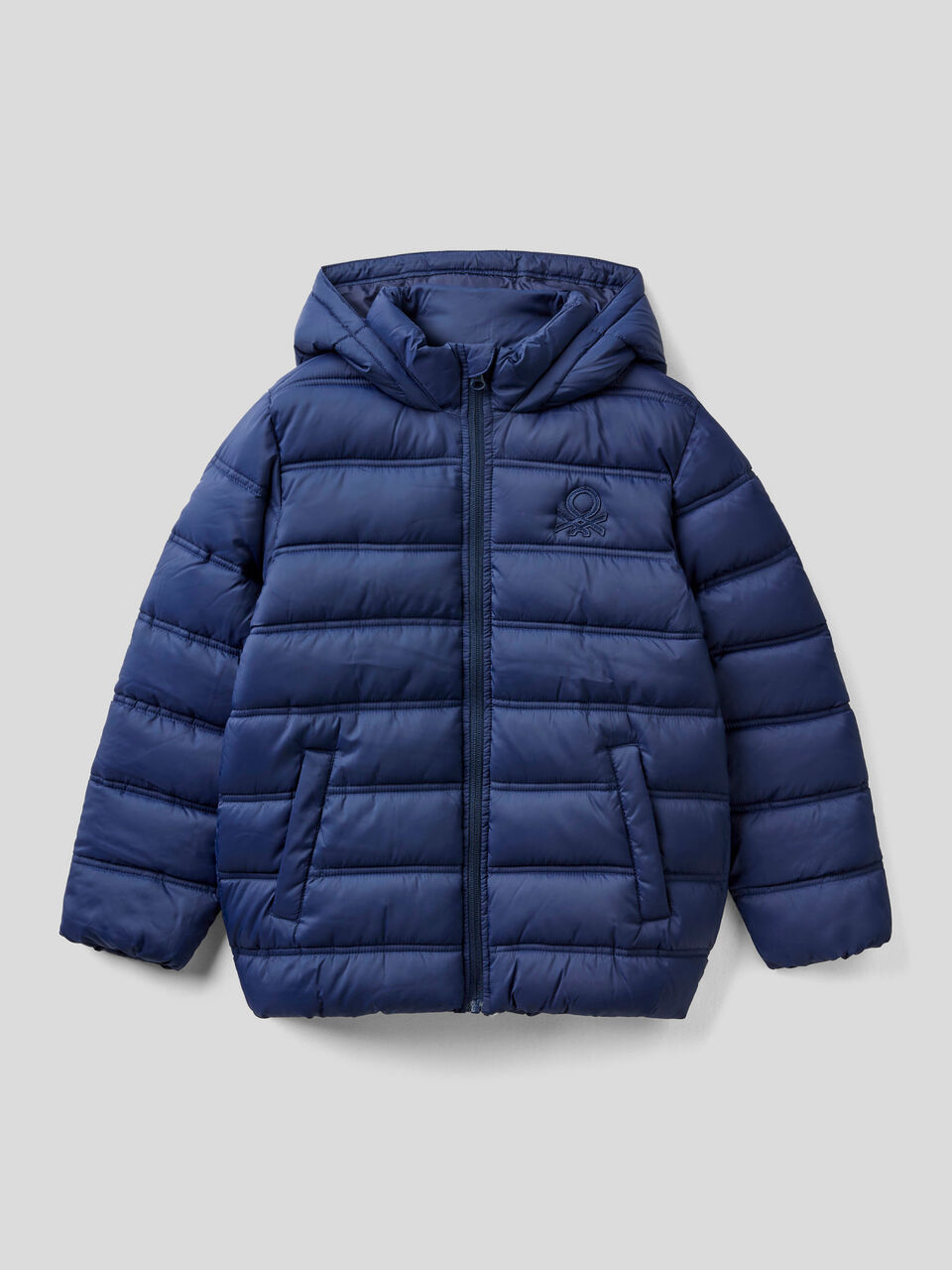 Puffer jacket with hood and logo image number 1