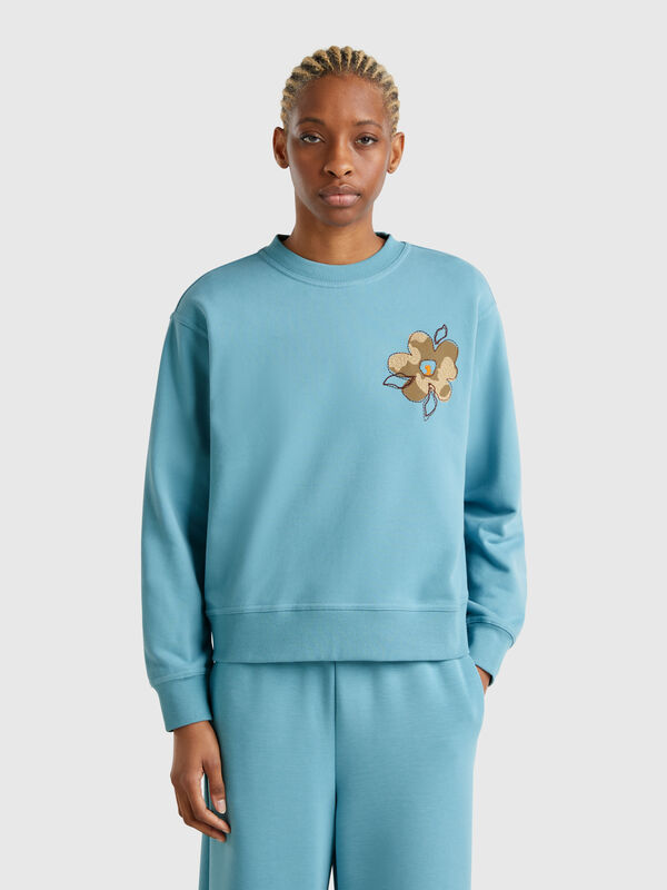 Sweatshirt with floral embroidery Women