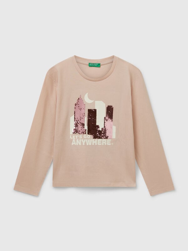 Cotton t-shirt with sequins Junior Girl