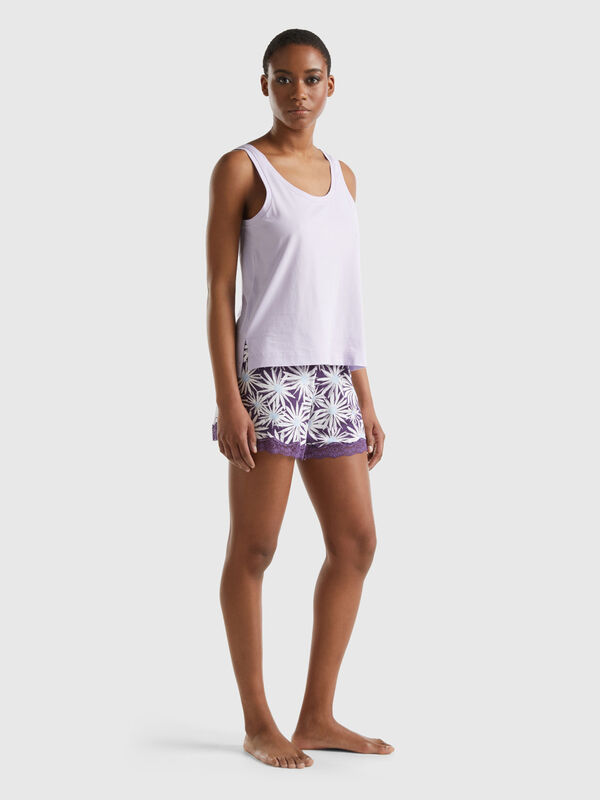 Floral shorts in stretch viscose Women