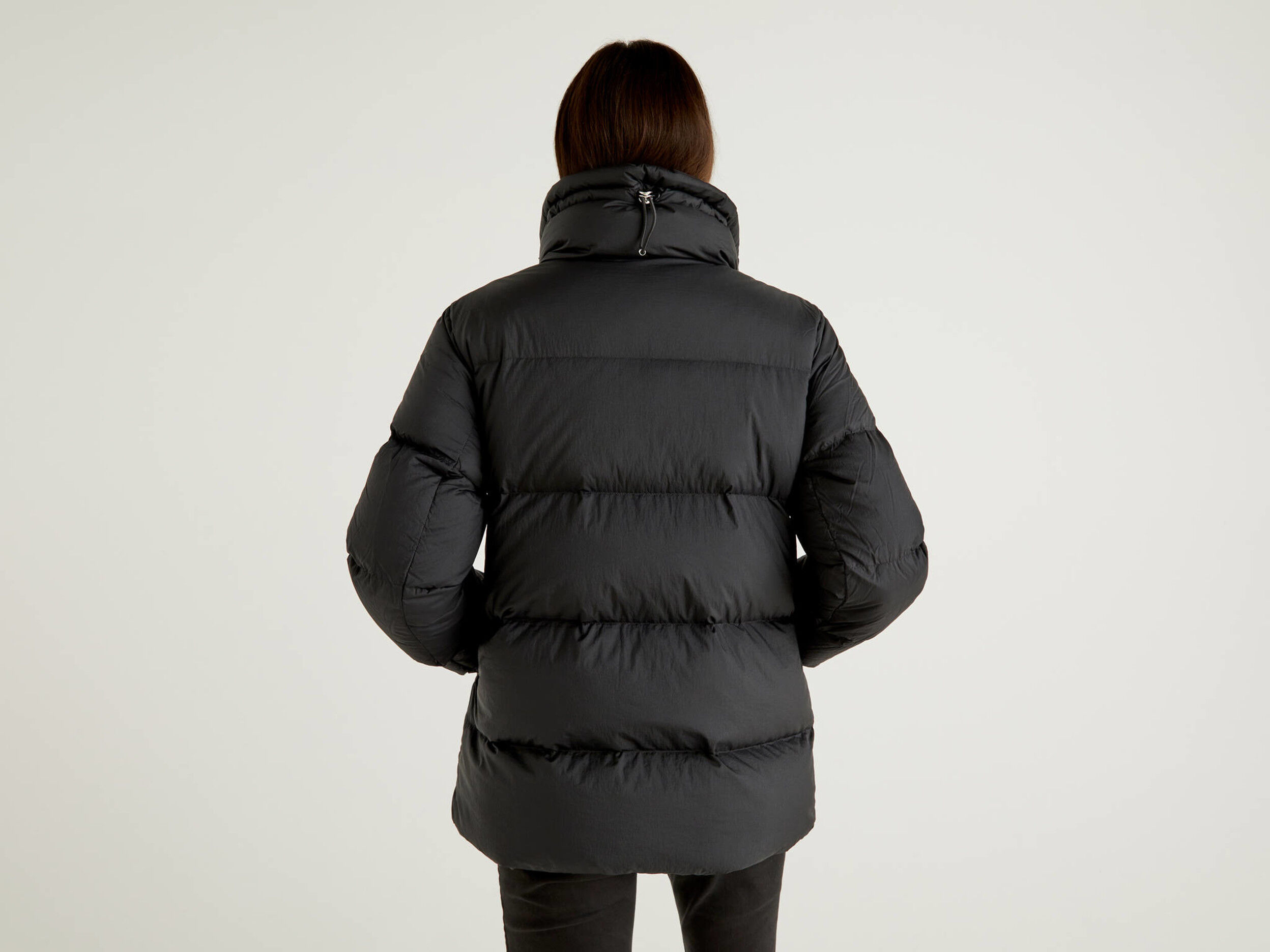 Midi puffer jacket with wide collar