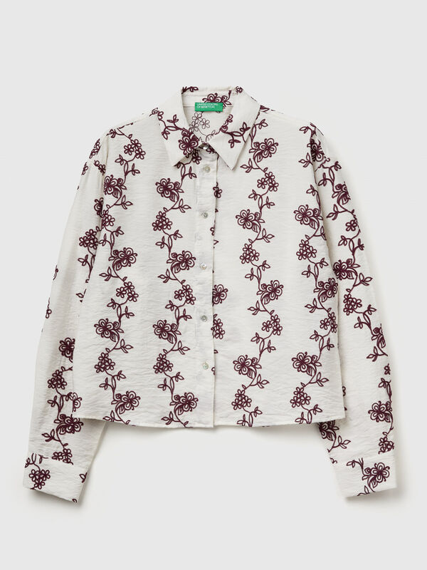 Shirt with flower embroidery Women