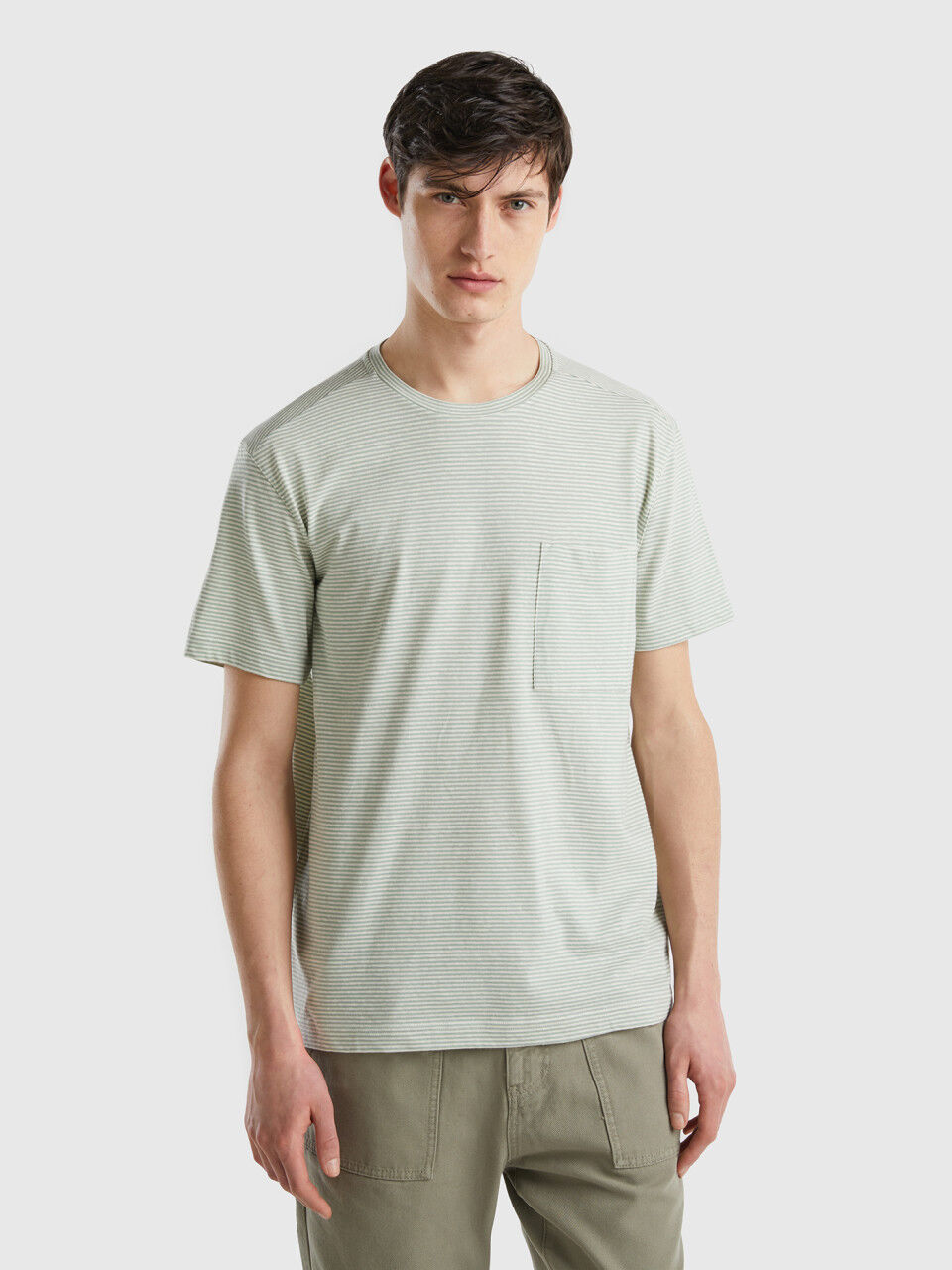 Striped t-shirt in linen blend