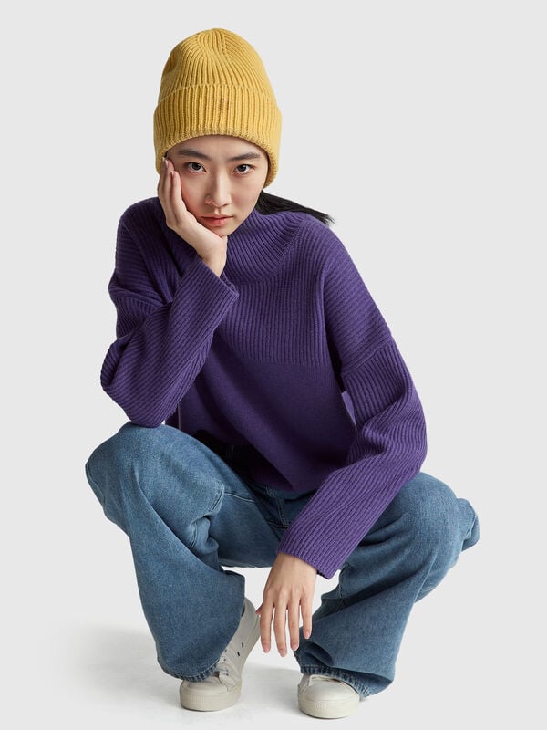 100% wool high neck sweater Women