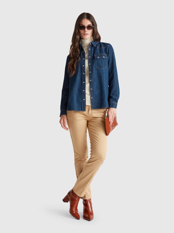 Slim fit cotton camel chinos Slim fit cotton camel chinos Women