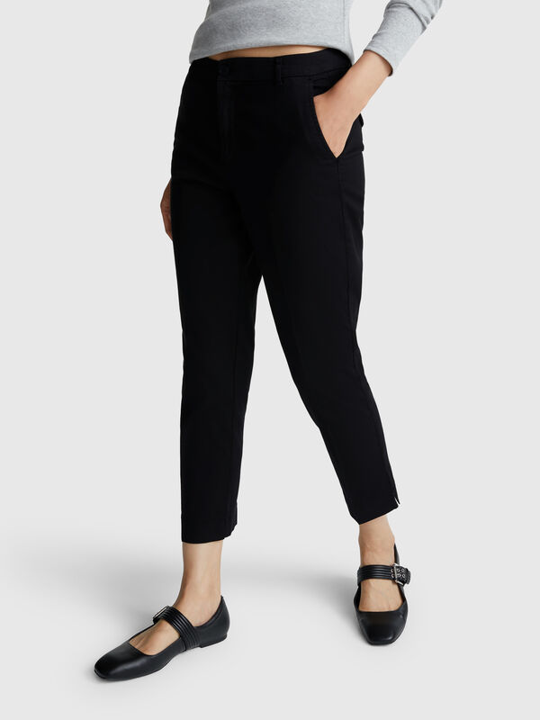 Cropped chinos in stretch cotton Women