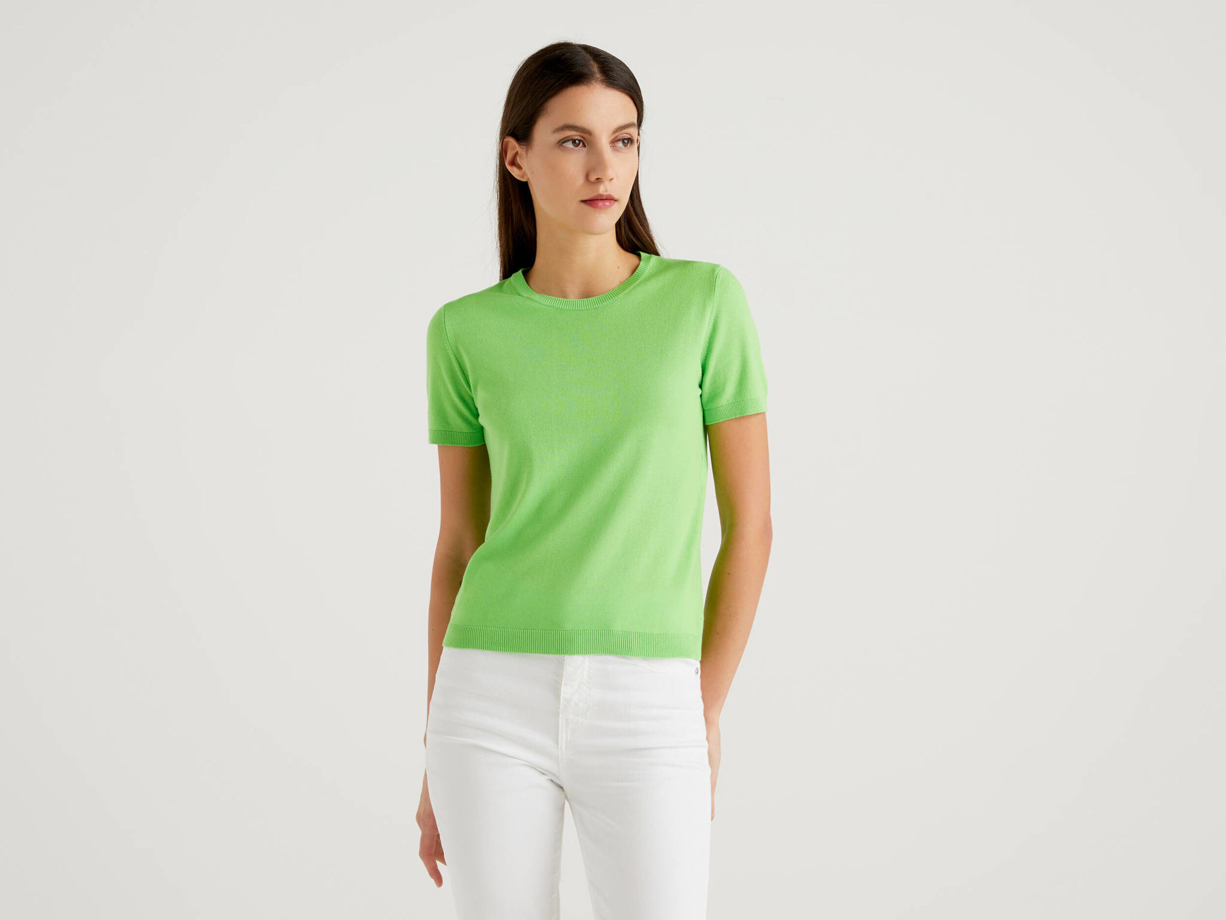 Short sleeve cotton sweater