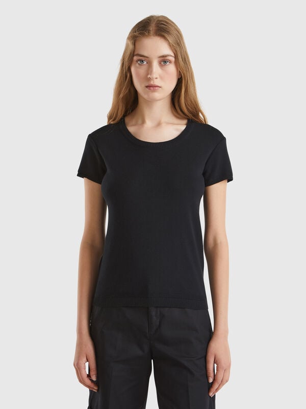 Black short sleeve sweater Women