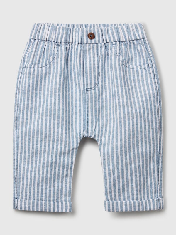 Striped trousers in pure linen New Born (0-18 months)