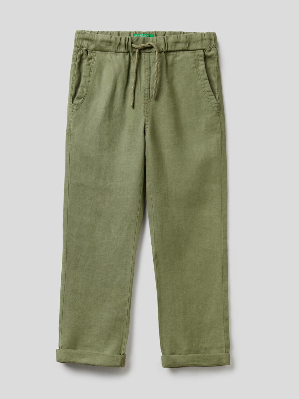 100% linen trousers with drawstring image number 1