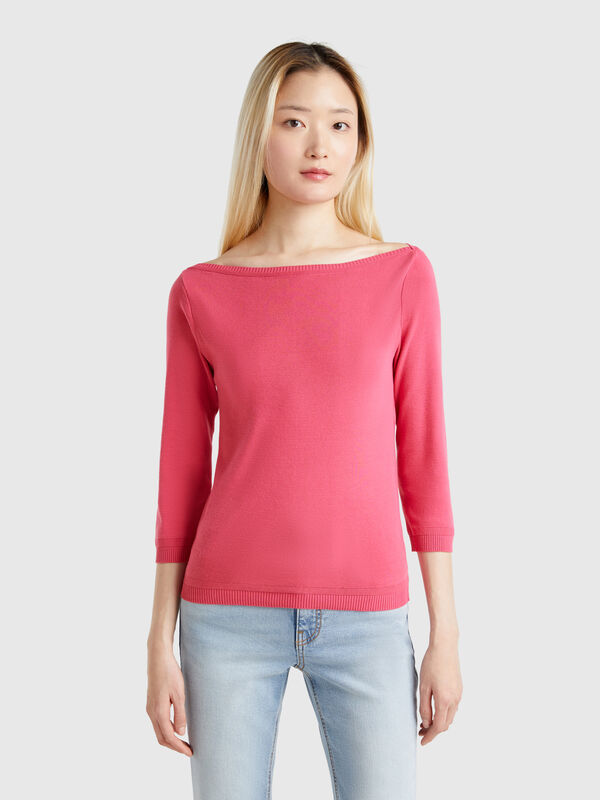100% cotton boat neck sweater Women