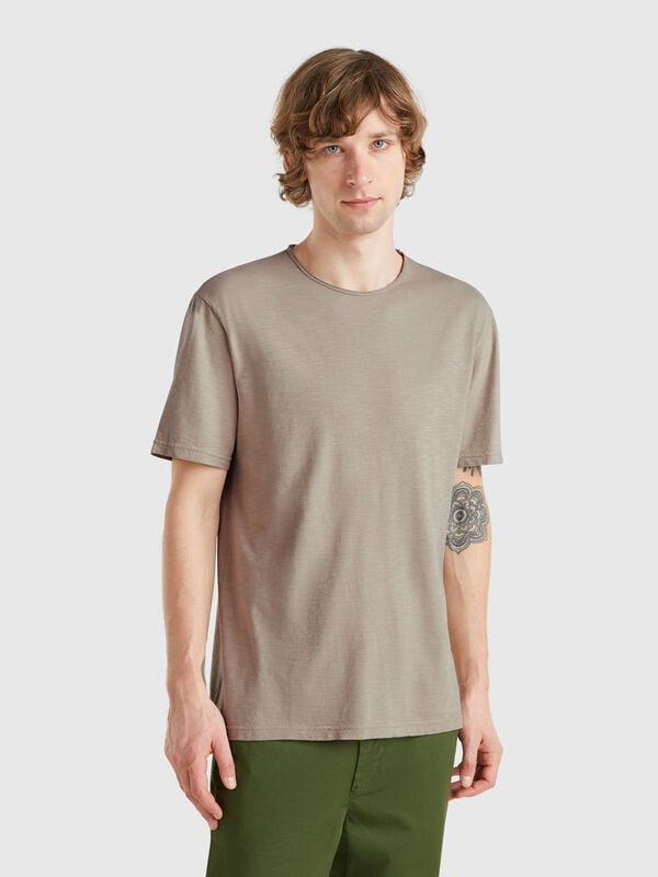 Sage green slub cotton t-shirt Men