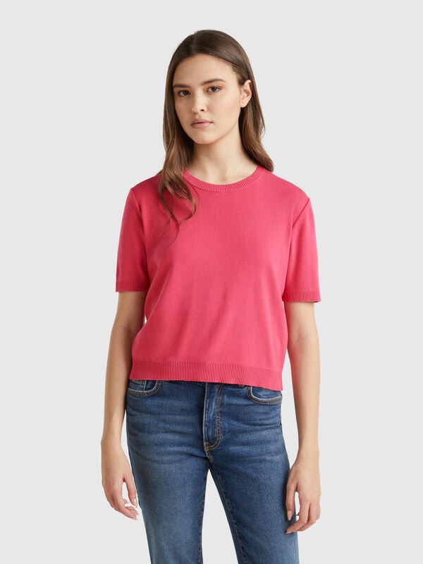 Short sleeve 100% cotton sweater Women
