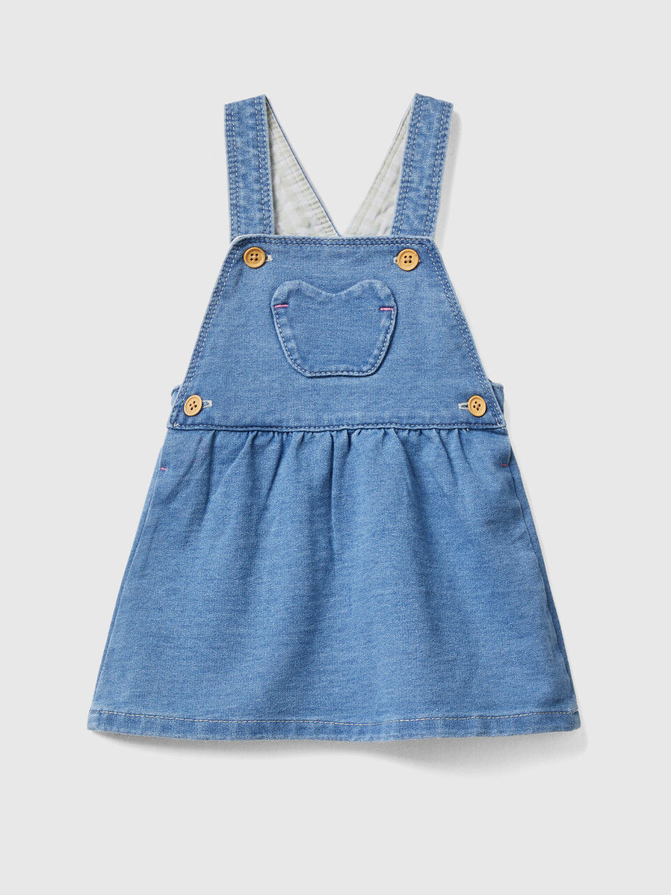 Denim-look dungaree skirt