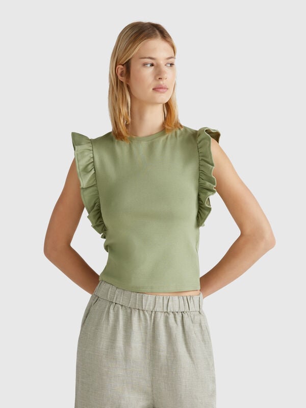Slim fit t-shirt with rouches Women