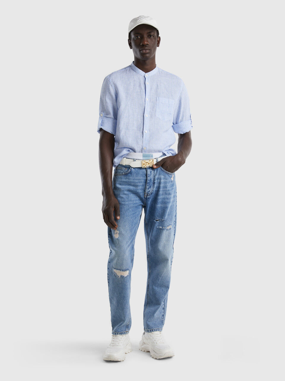 Five-pocket worn look jeans