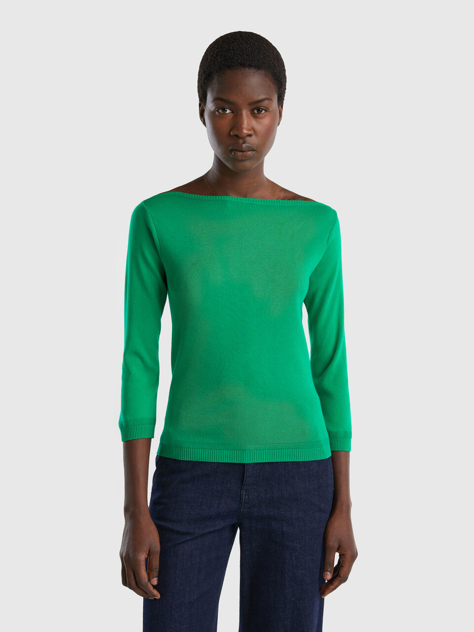100% cotton boat neck sweater