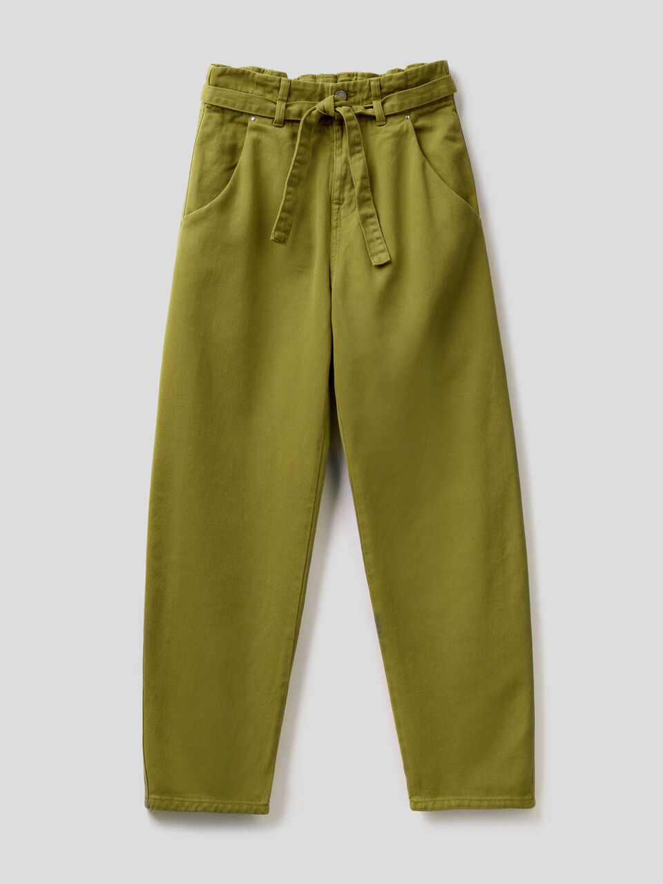 Paperbag trousers in 100% cotton image number 1