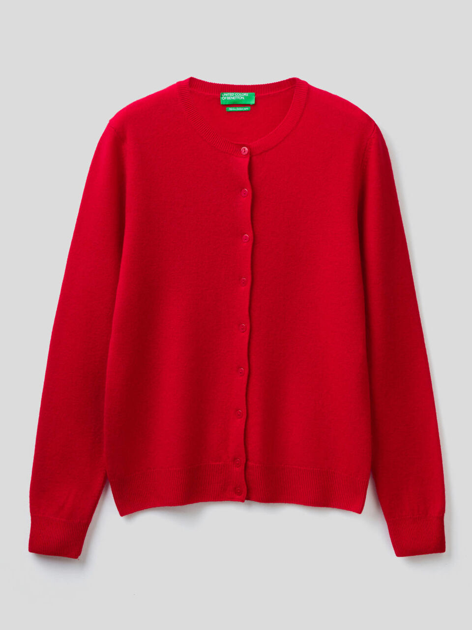 Crew neck cardigan in pure virgin wool image number null