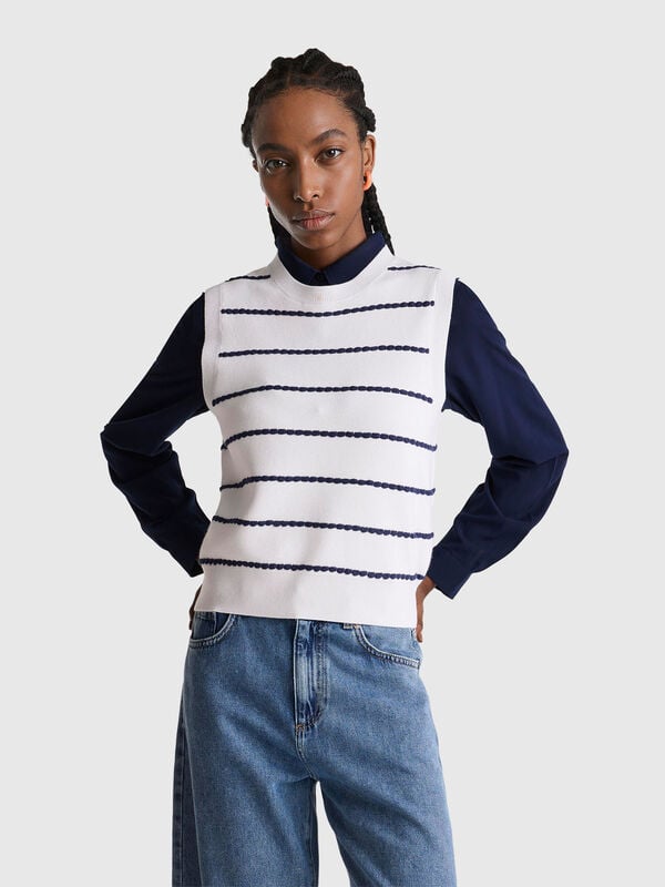 Jacquard vest in viscose blend Women