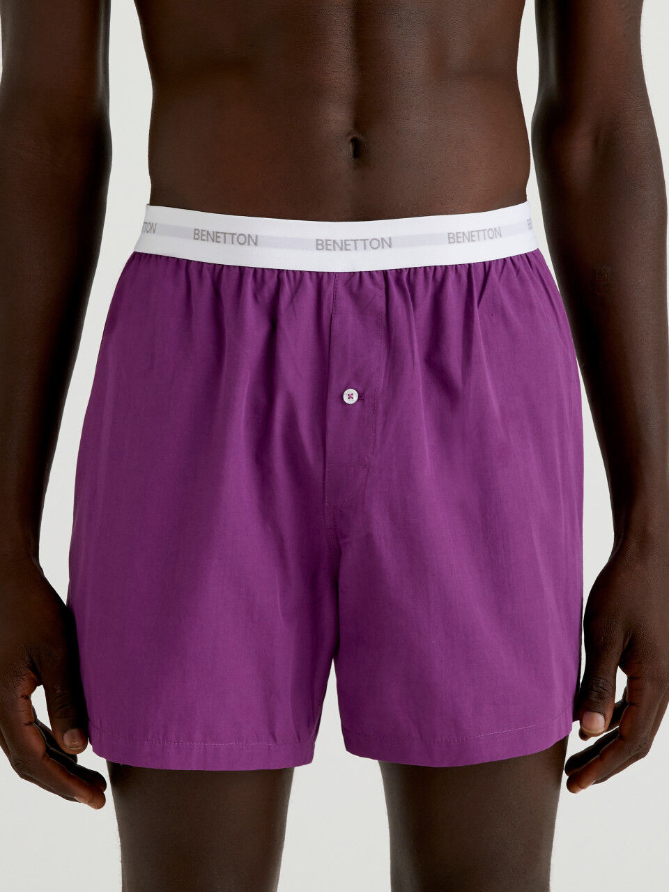 Purple boxers with logoed elastic