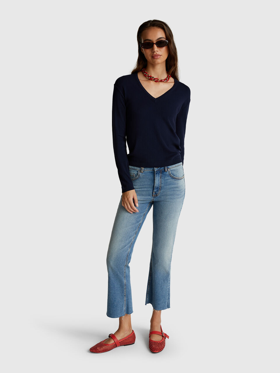 V NECK SWEATER L/S Women image number null