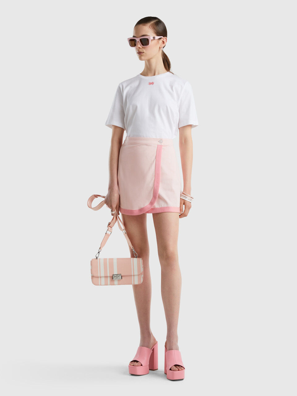 Light pink wrap mini skirt