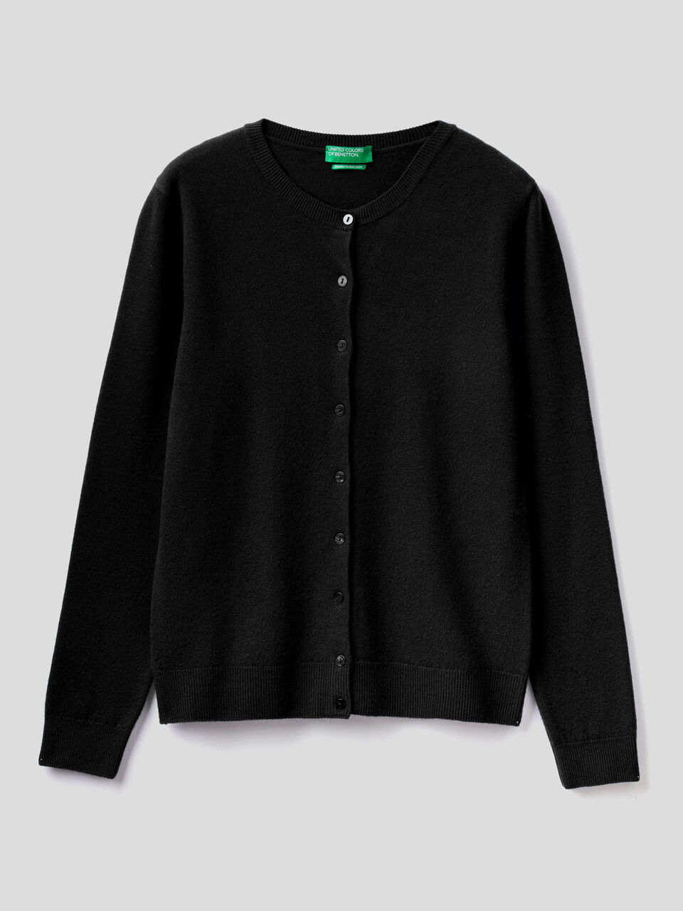 Crew neck cardigan in pure virgin wool image number 1