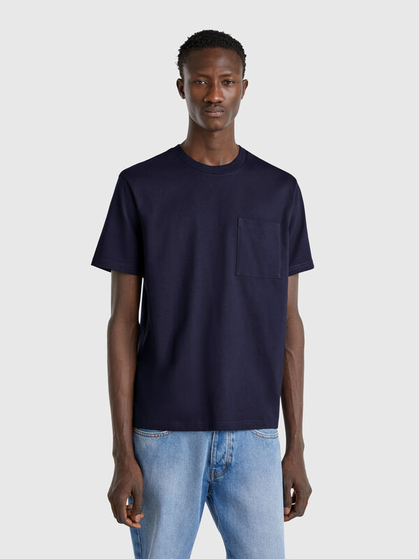 Midnight blue organic cotton t-shirt with pocket Men