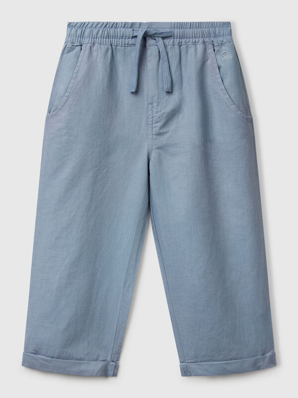 Trousers in linen blend with drawstring Junior Boy