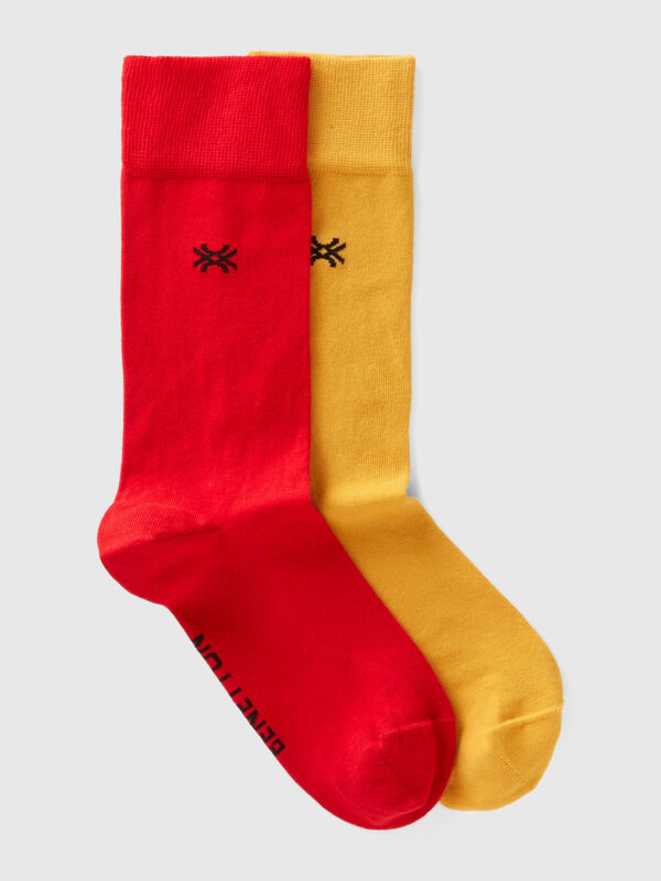 Two pairs of organic cotton socks with logo