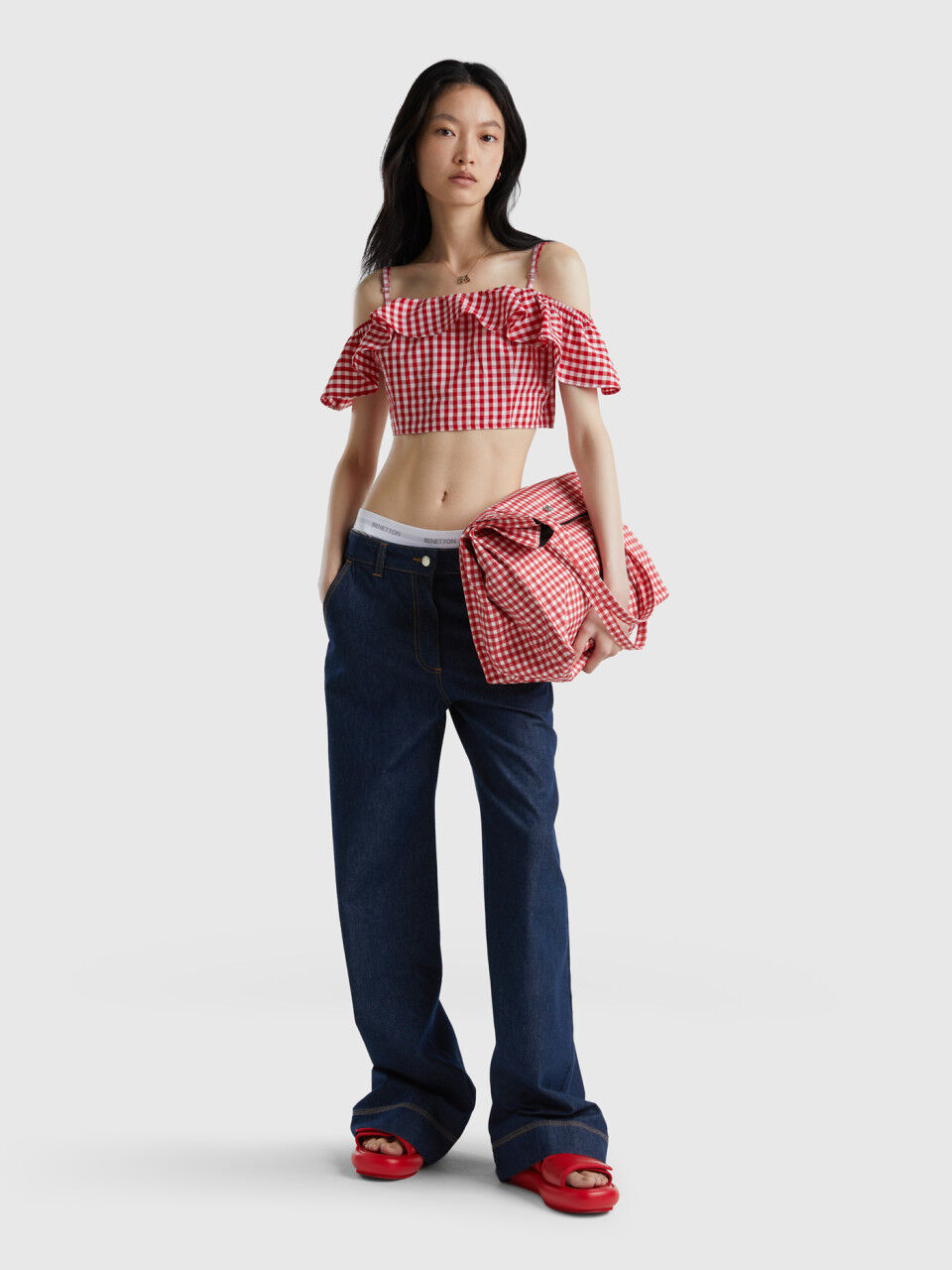 Vichy crop top with ruffles