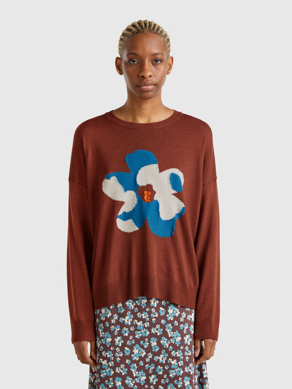 Sweater with floral inlay Women