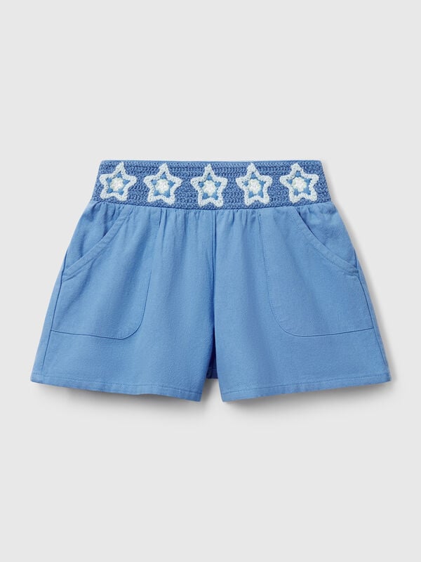 Shorts with macramé flowers Junior Girl