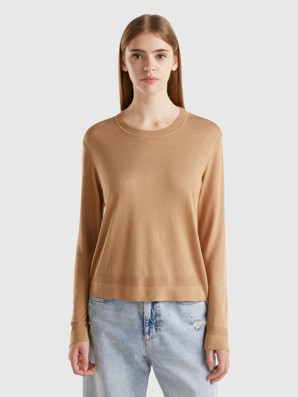 Long sleeve sweater in silk blend Women