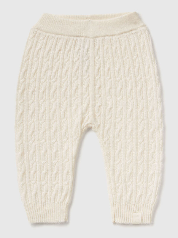 Trousers with cables in wool blend New Born (0-18 months)