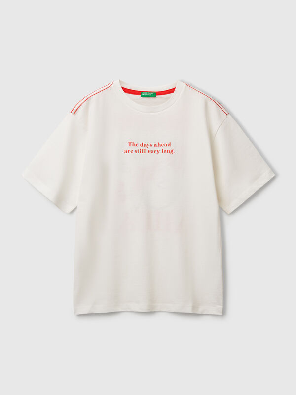 T-shirt with slogan print and embroidery Junior Boy