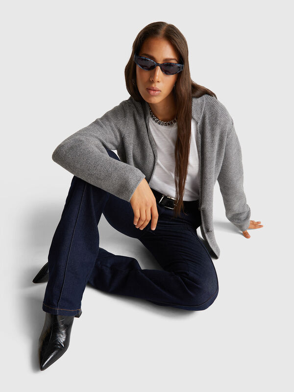 Knit jacket in wool and cashmere blend Women