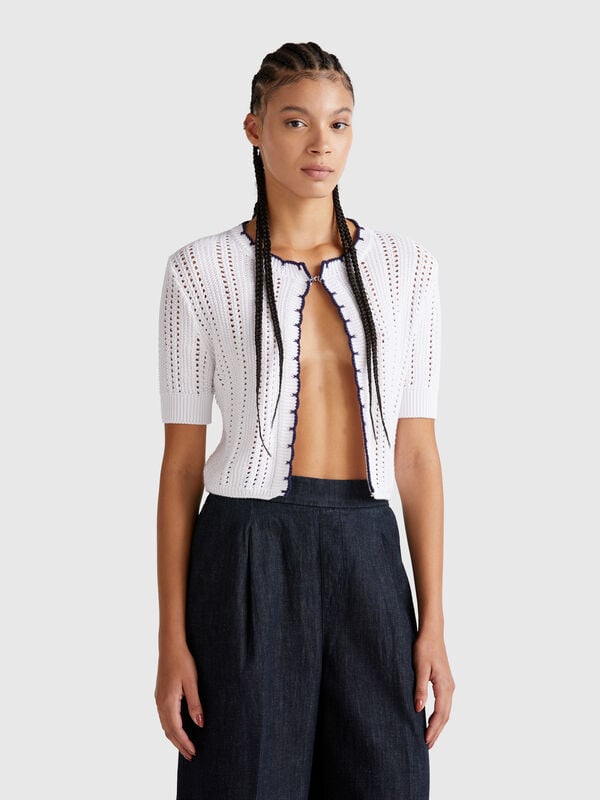 Cropped perforated cardigan Women